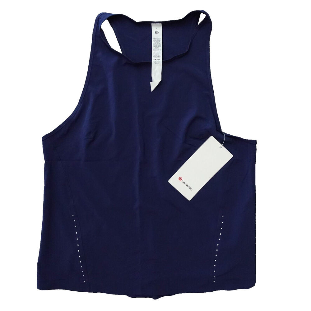 New Lululemon Size 8 Lightweight Stretch Run Tank Racerback NISE Navy Blue